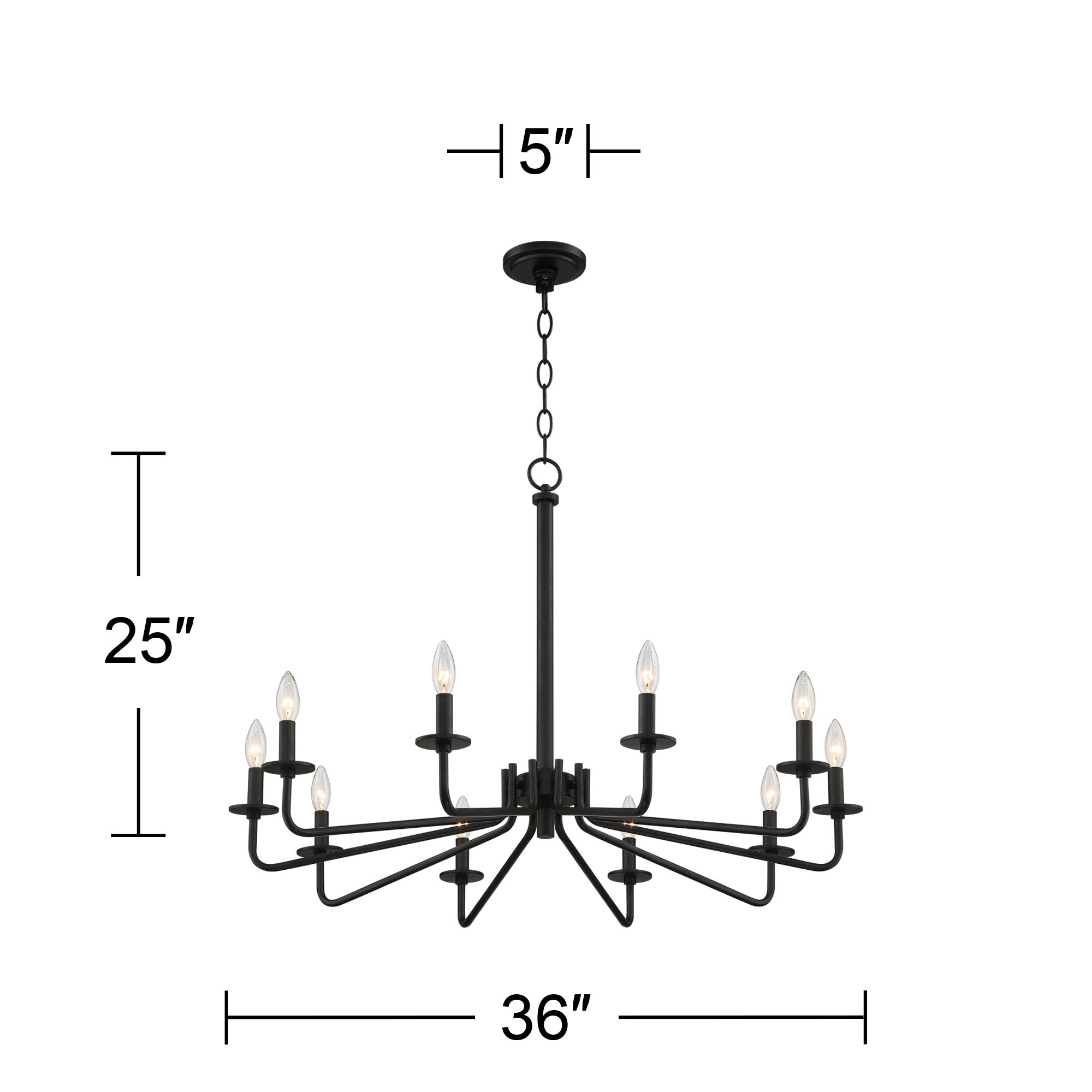Franklin Iron Works Manfred 36" Black 10-Light Candelabra Chandelier in scene