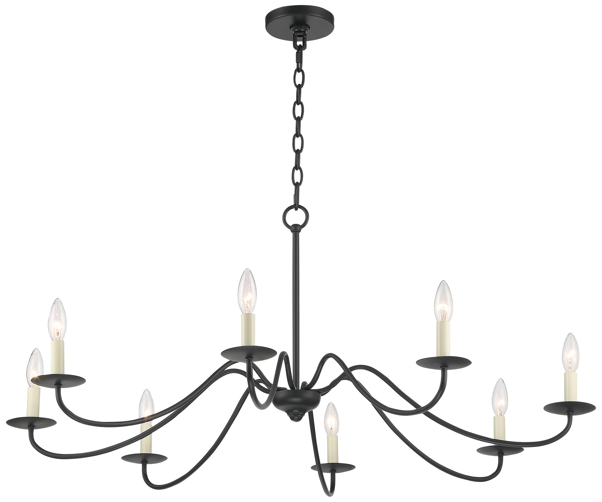 Franklin Iron Works Marinec 42" Black 8-Light Candelabra Chandelier in scene