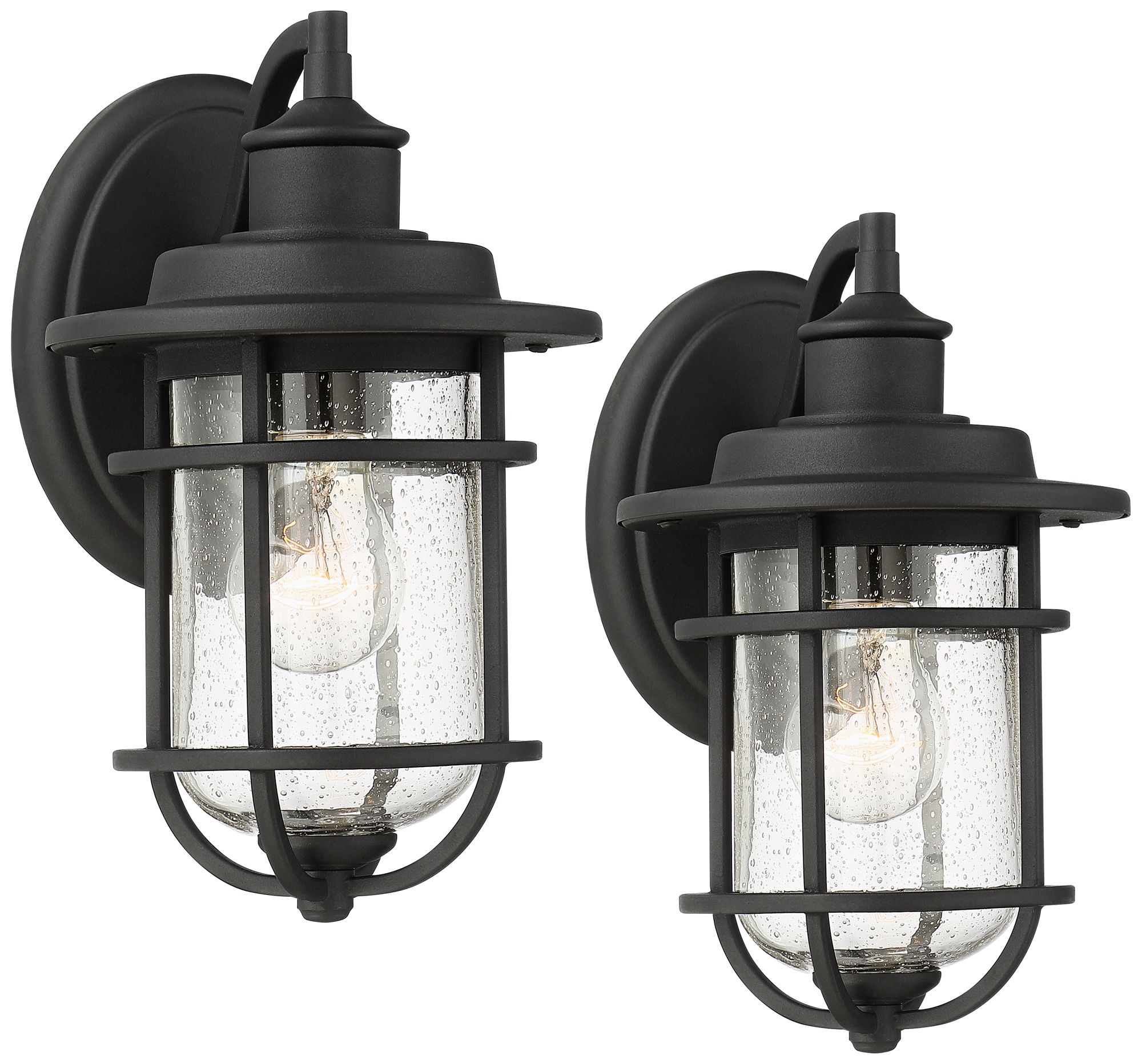 Image 3 Franklin Iron Works Markham 10 1/2" Textured Black Outdoor Lts Set/2