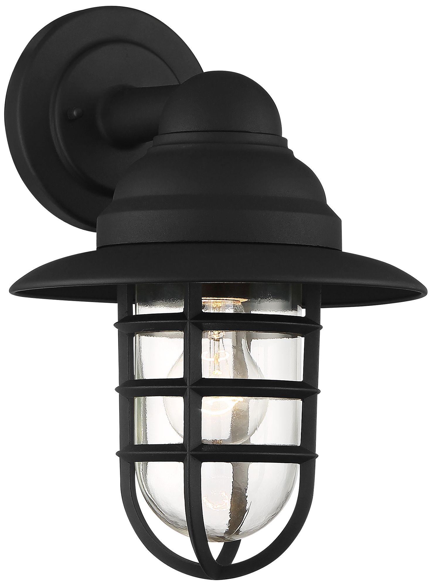 Image 2 Franklin Iron Works Marlowe 13"H Black Hooded Cage Outdoor Wall Light