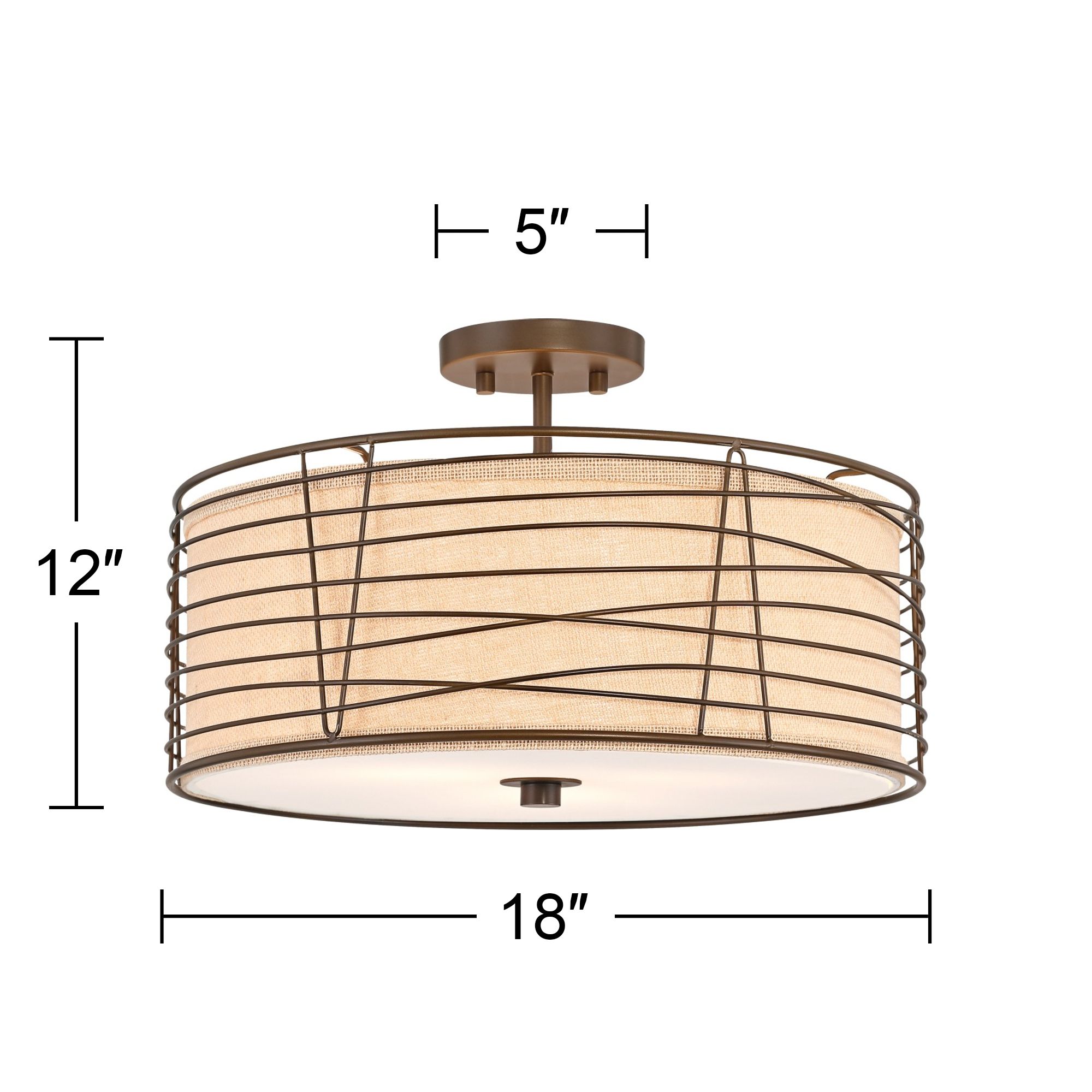 Franklin Iron Works Marlowe 18" Wide Bronze Metal Drum Ceiling Light
