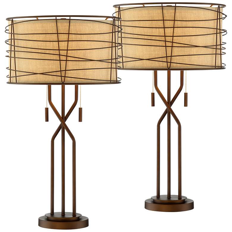 Image 2 Franklin Iron Works Marlowe 28 3/4" Rustic Modern Lamps Set of 2