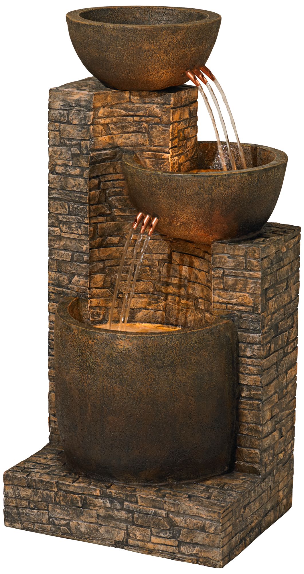 Image 3 Franklin Iron Works Mason 35" High Faux Stone LED Floor Fountain