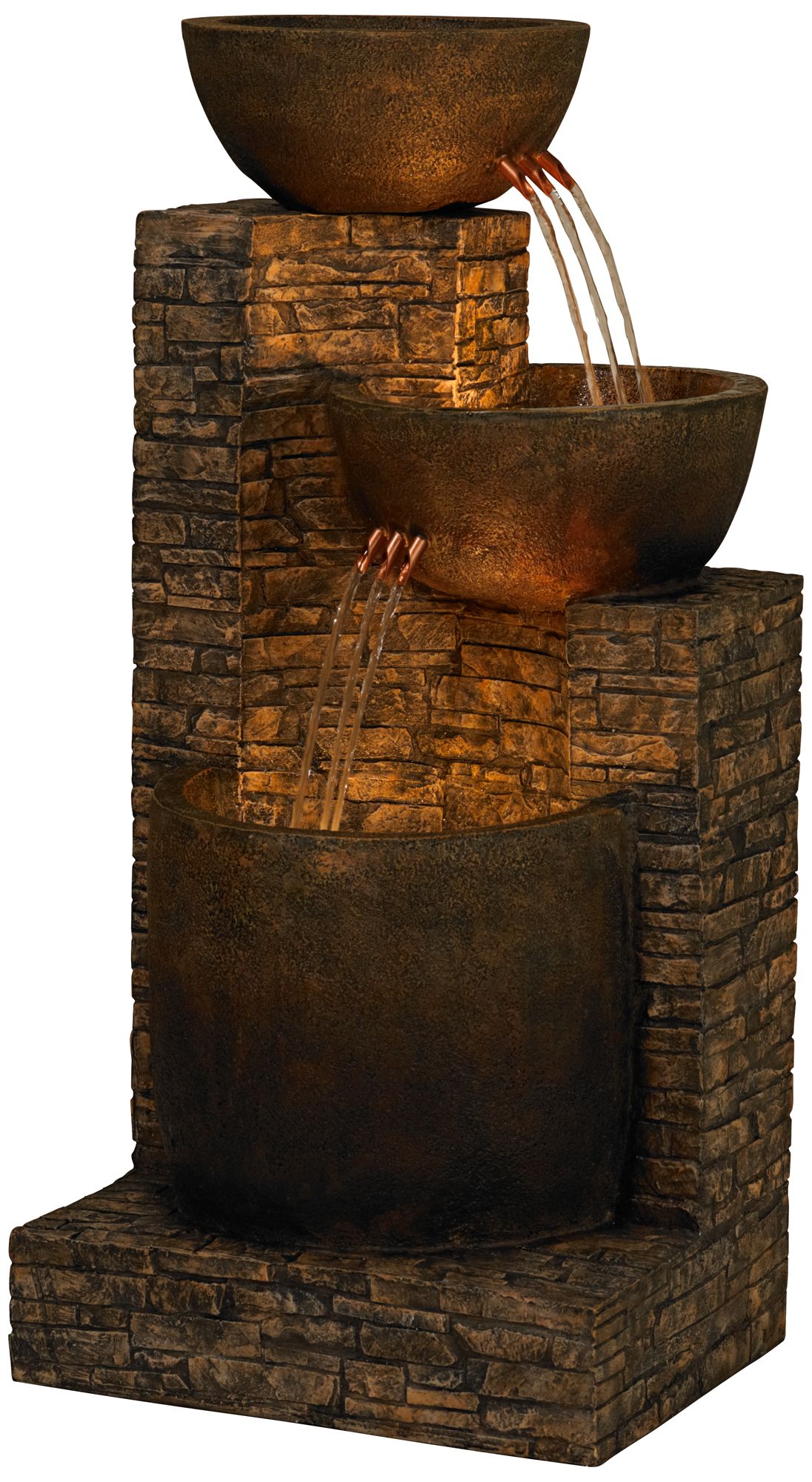 Image 5 Franklin Iron Works Mason 35" High Faux Stone LED Floor Fountain more views