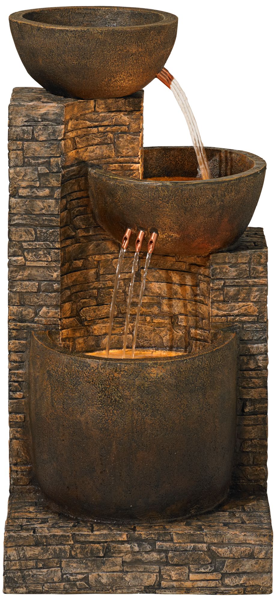 Image 6 Franklin Iron Works Mason 35" High Faux Stone LED Floor Fountain more views