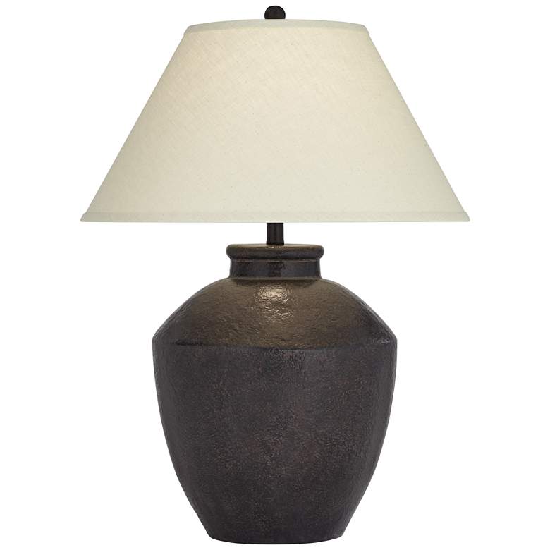 Image 3 Franklin Iron Works Massa 29 1/2" Black Terracotta Jar Table Lamp