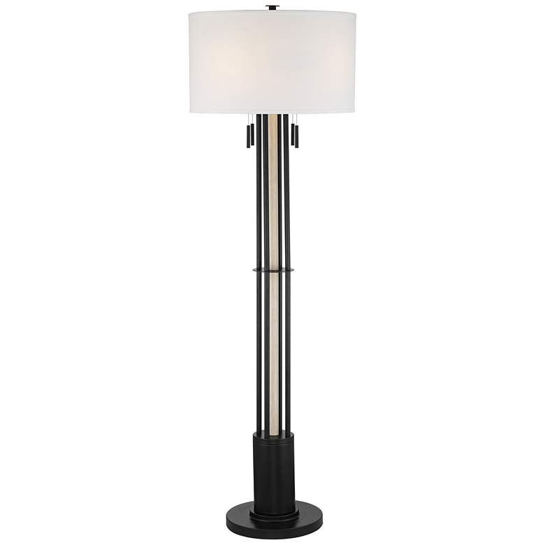 Image 2 Franklin Iron Works McKinley 73 1/4" Black 4-Pull Chain Floor Lamp