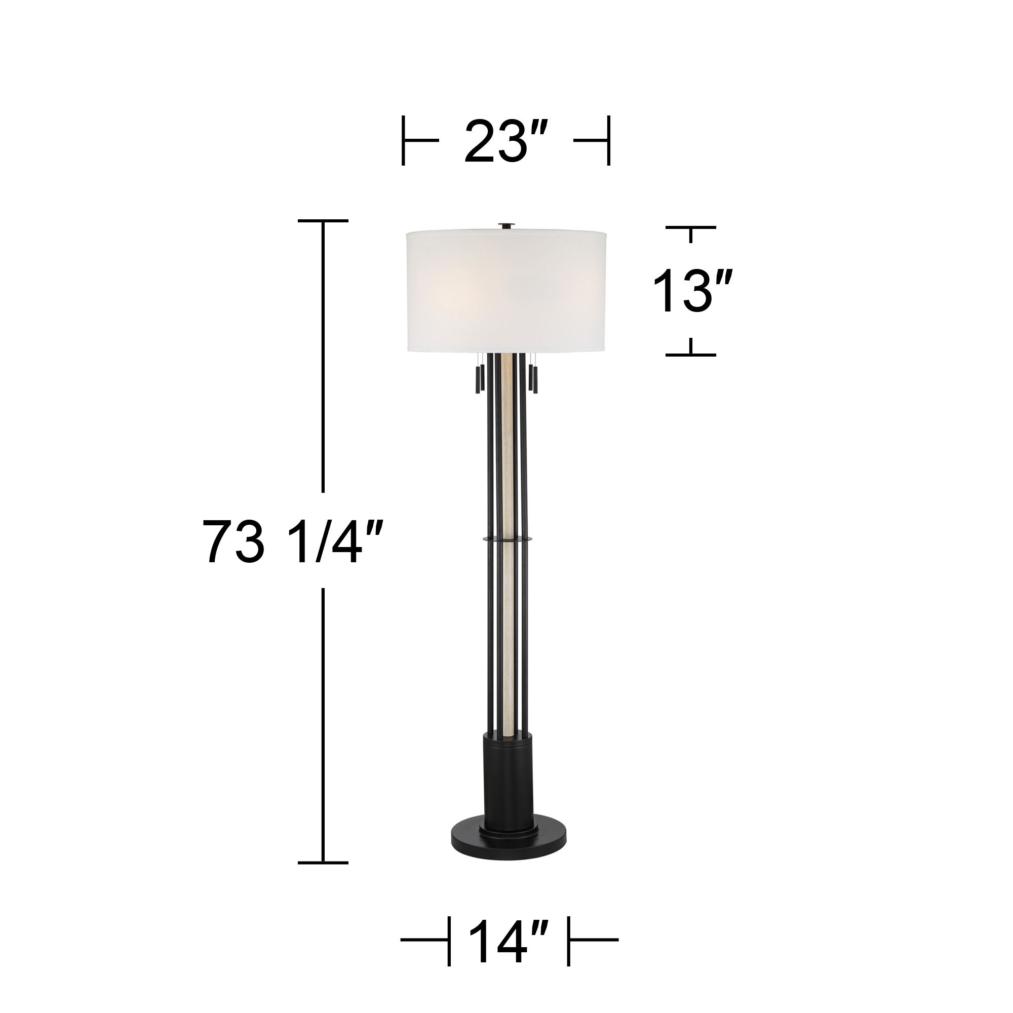 Franklin Iron Works McKinley 73 1/4" Black 4-Pull Chain Floor Lamp