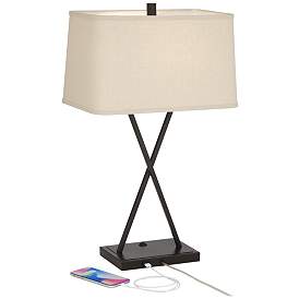 Image3 of Franklin Iron Works Megan USB Table Lamps Set of 2 with LED Bulbs more views
