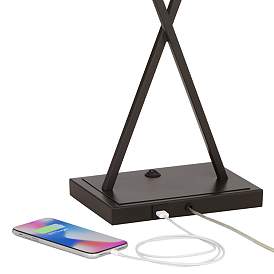 Image4 of Franklin Iron Works Megan USB Table Lamps Set of 2 with LED Bulbs more views