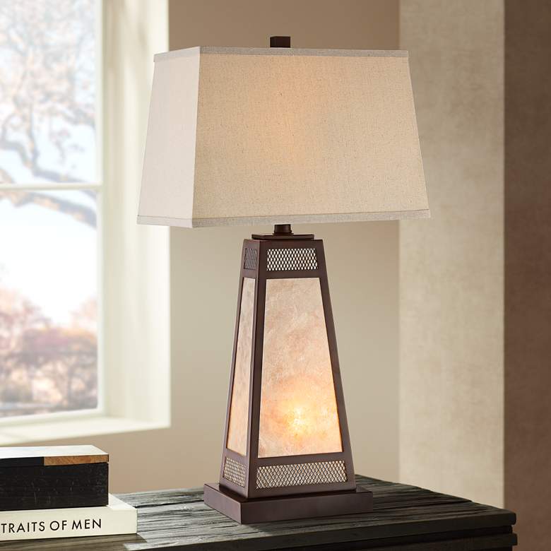 Image 1 Franklin Iron Works Mica Glass Mission Night Light Table Lamp