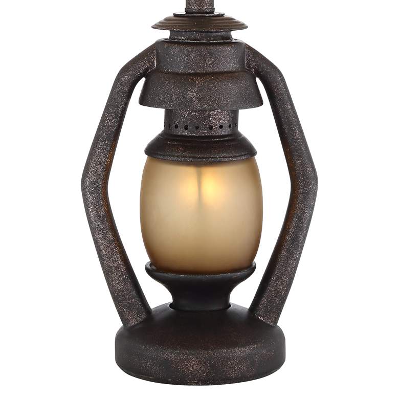 Image 4 Franklin Iron Works Miner Night Light Lamps with White Shades Set of 2 more views