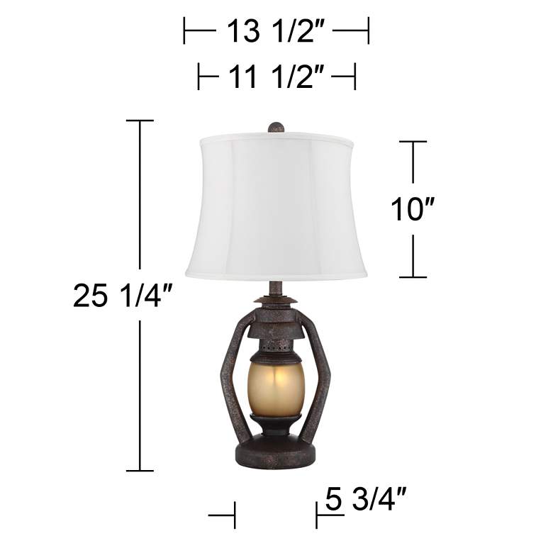 Image 7 Franklin Iron Works Miner Night Light Lamps with White Shades Set of 2 more views