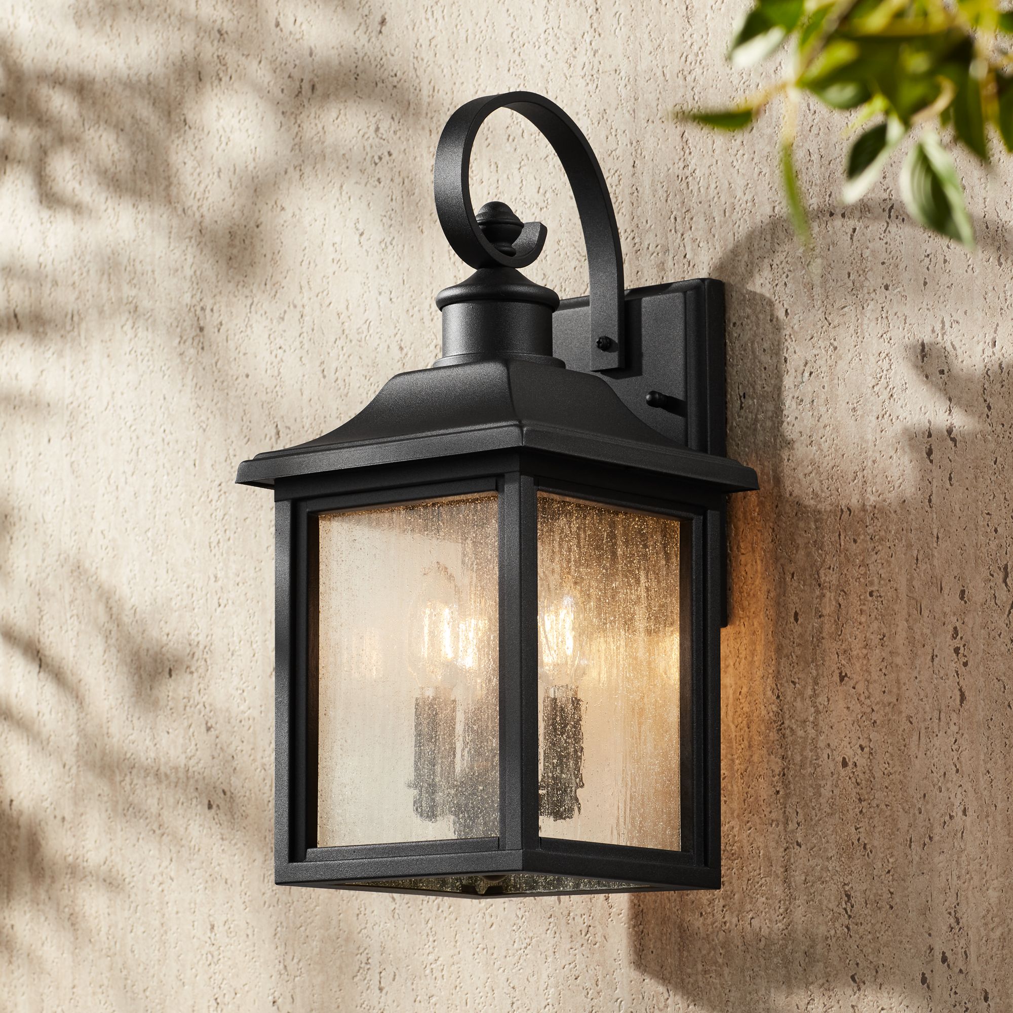 Franklin Iron Works Moray Bay 17 3/4" Black 3-Light Outdoor Wall Light