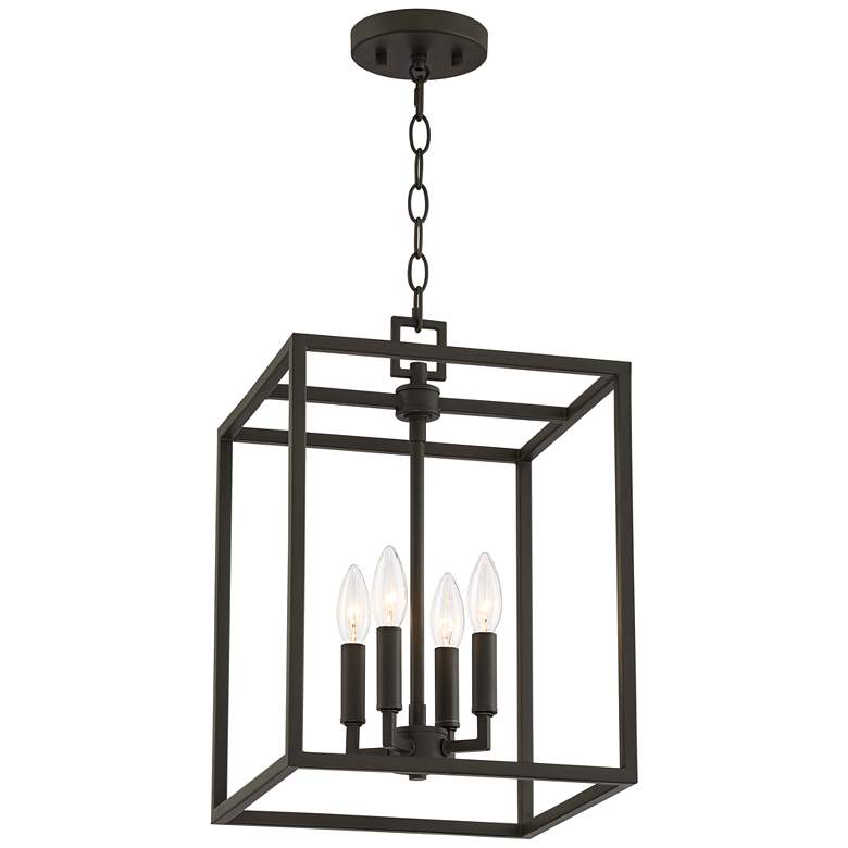 Image 6 Franklin Iron Works Mortimer 12 inch Wide Bronze 4-Light Open Cage Pendant more views