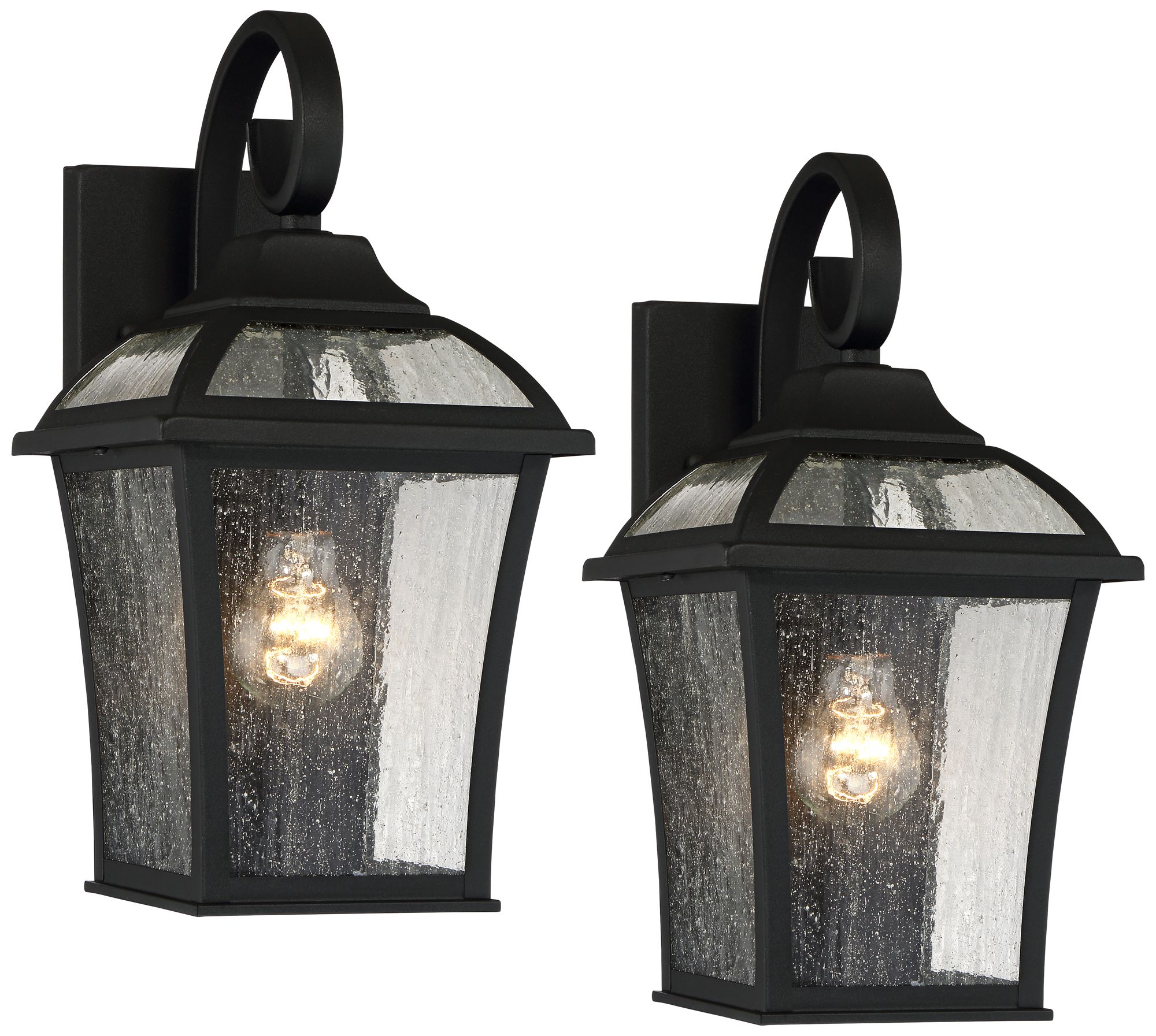 Image 3 Franklin Iron Works Mosconi 15" Black Carriage Outdoor Lights Set of 2