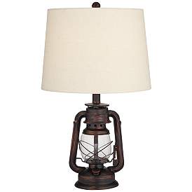 Image2 of Franklin Iron Works Murphy Red Bronze Miner Lantern Table Lamp with Dimmer
