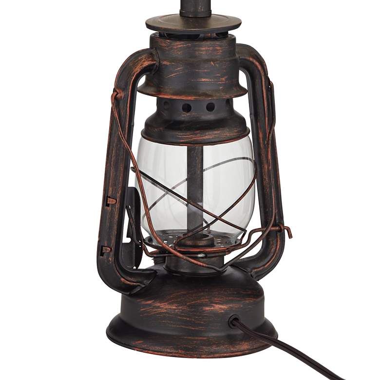 Image 7 Franklin Iron Works Murphy Red Bronze Miner Lantern Table Lamp with Dimmer more views