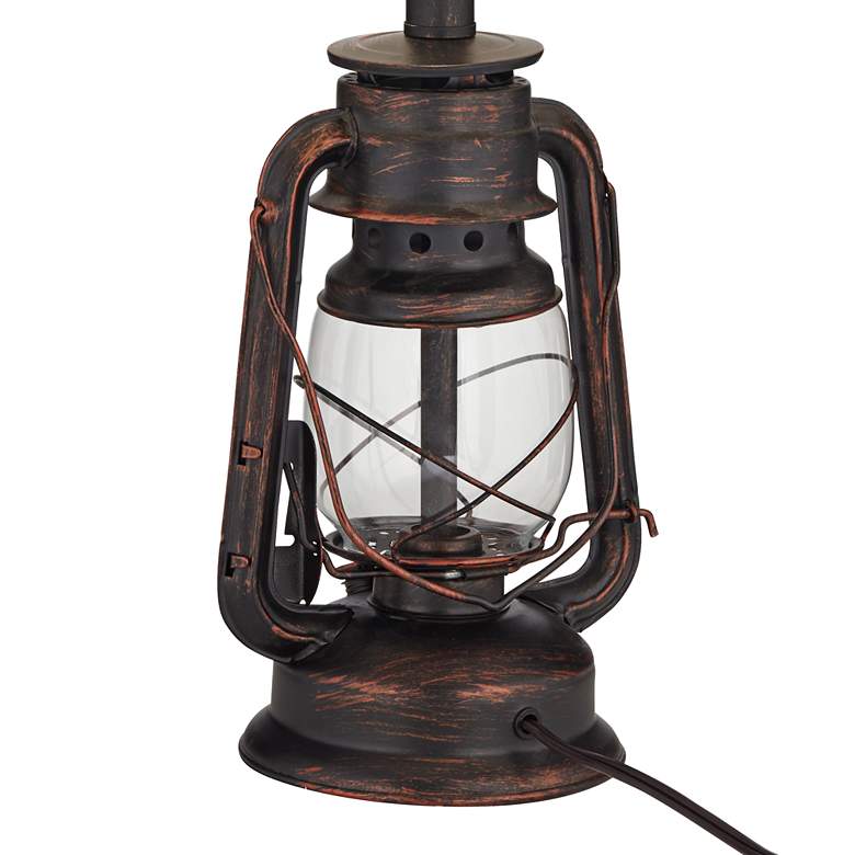 Image 7 Franklin Iron Works Murphy Red Bronze Miner Lantern Table Lamps Set of 2 more views