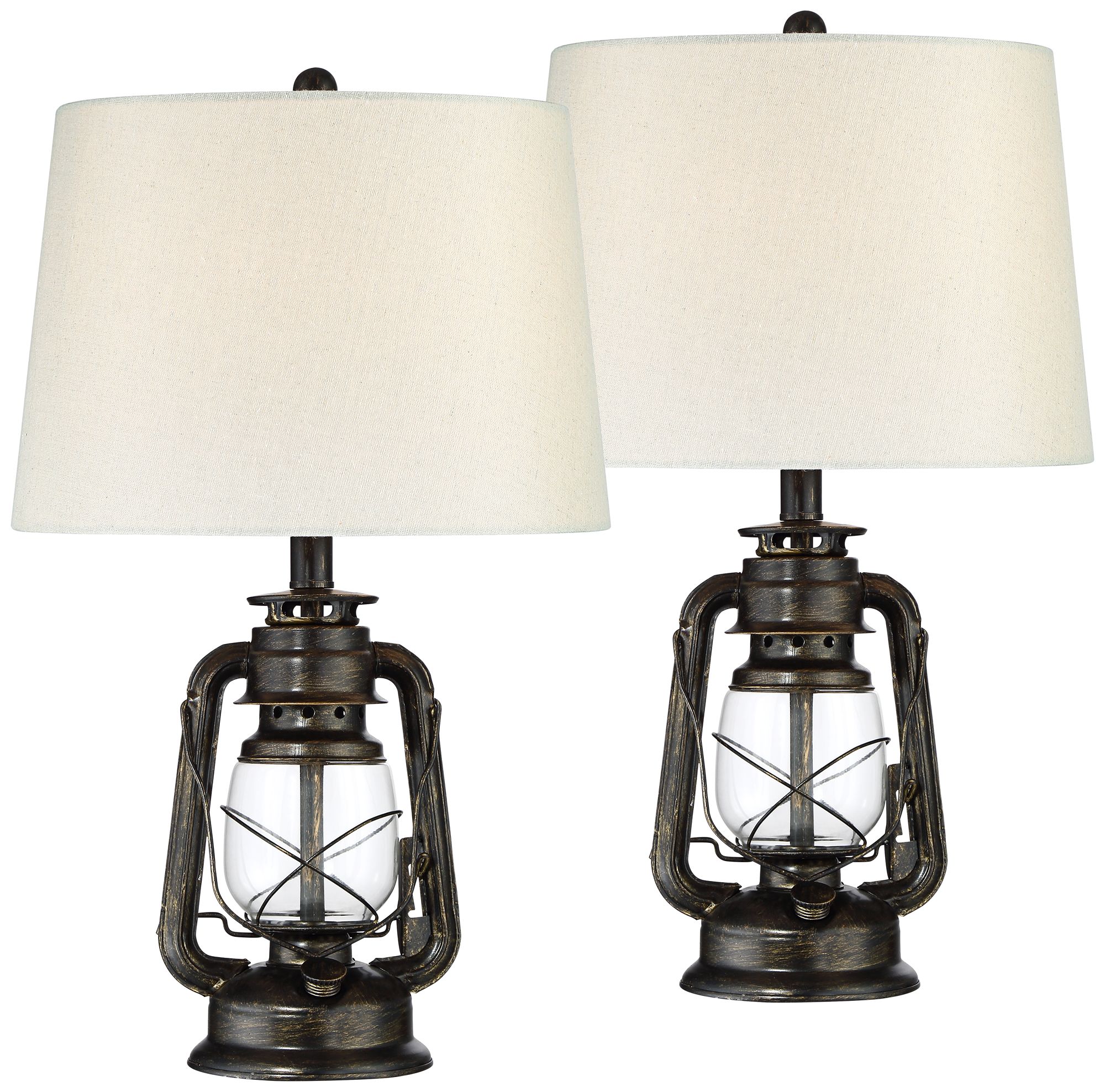 Image 2 Franklin Iron Works Murphy Weathered Bronze Lantern Table Lamps Set of 2