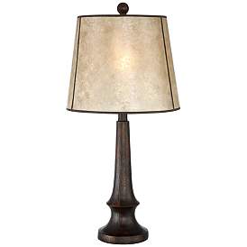 Image2 of Franklin Iron Works Naomi 25" Aged Bronze Rustic Mica Shade Table Lamp
