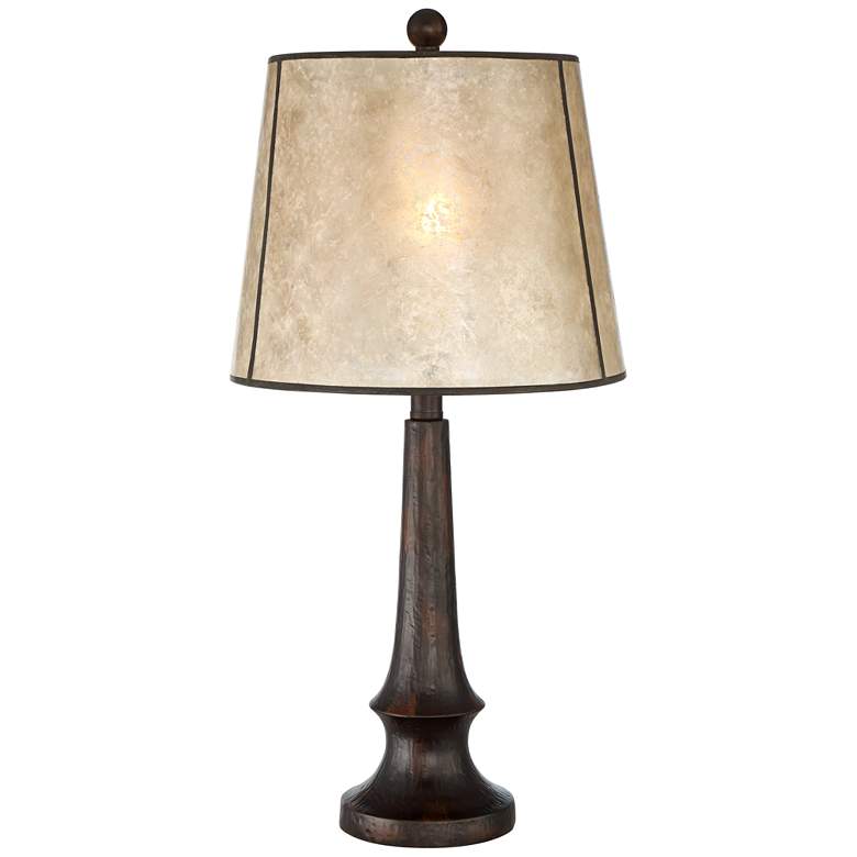 Image 2 Franklin Iron Works Naomi 25 inch Bronze and Mica Lamp with USB Dimmer