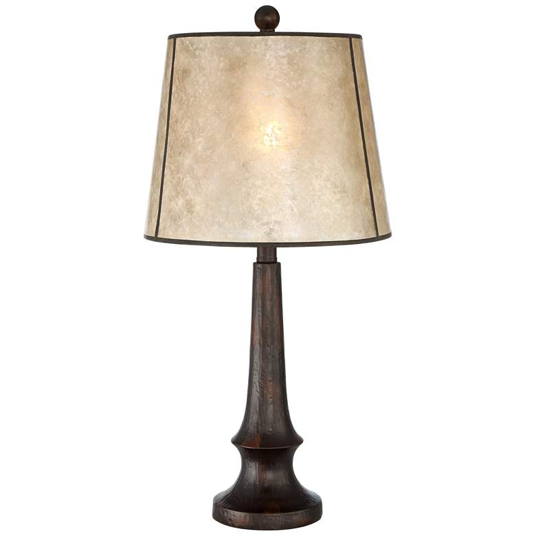 Image 2 Franklin Iron Works Naomi 25" Bronze and Mica Lamp with USB Dimmer