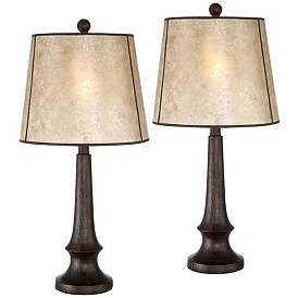 Image2 of Franklin Iron Works Naomi 25" Rustic Bronze and Mica Lamps Set of 2