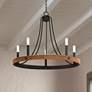 Watch A Video About the Navarro Black Wood 6 Light Ring Chandelier