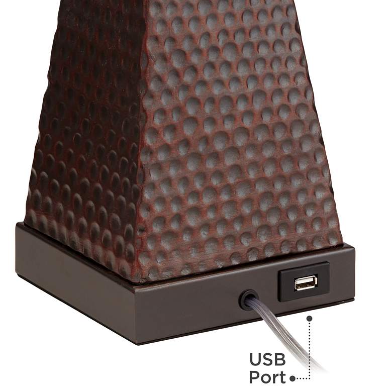 Image 5 Franklin Iron Works Niklas 26" Bronze Metal USB Table Lamps Set of 2 more views
