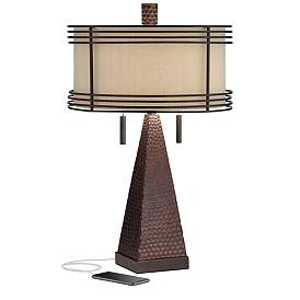 Image3 of Franklin Iron Works Niklas 26" Industrial Bronze USB Table Lamp