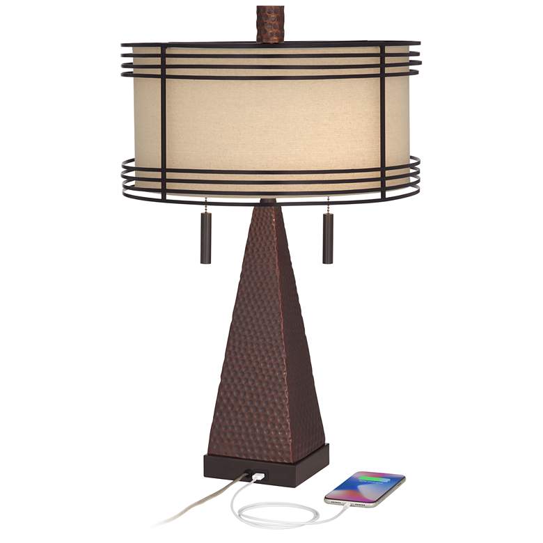 Image 4 Franklin Iron Works Niklas 26" Industrial Bronze USB Table Lamp more views