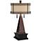 Franklin Iron Works Niklas 30 1/4" Bronze USB Lamp with Black Riser