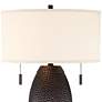 4_Franklin Iron Works Noah 31" Hammered Bronze Lamp with USB Dimmer more views