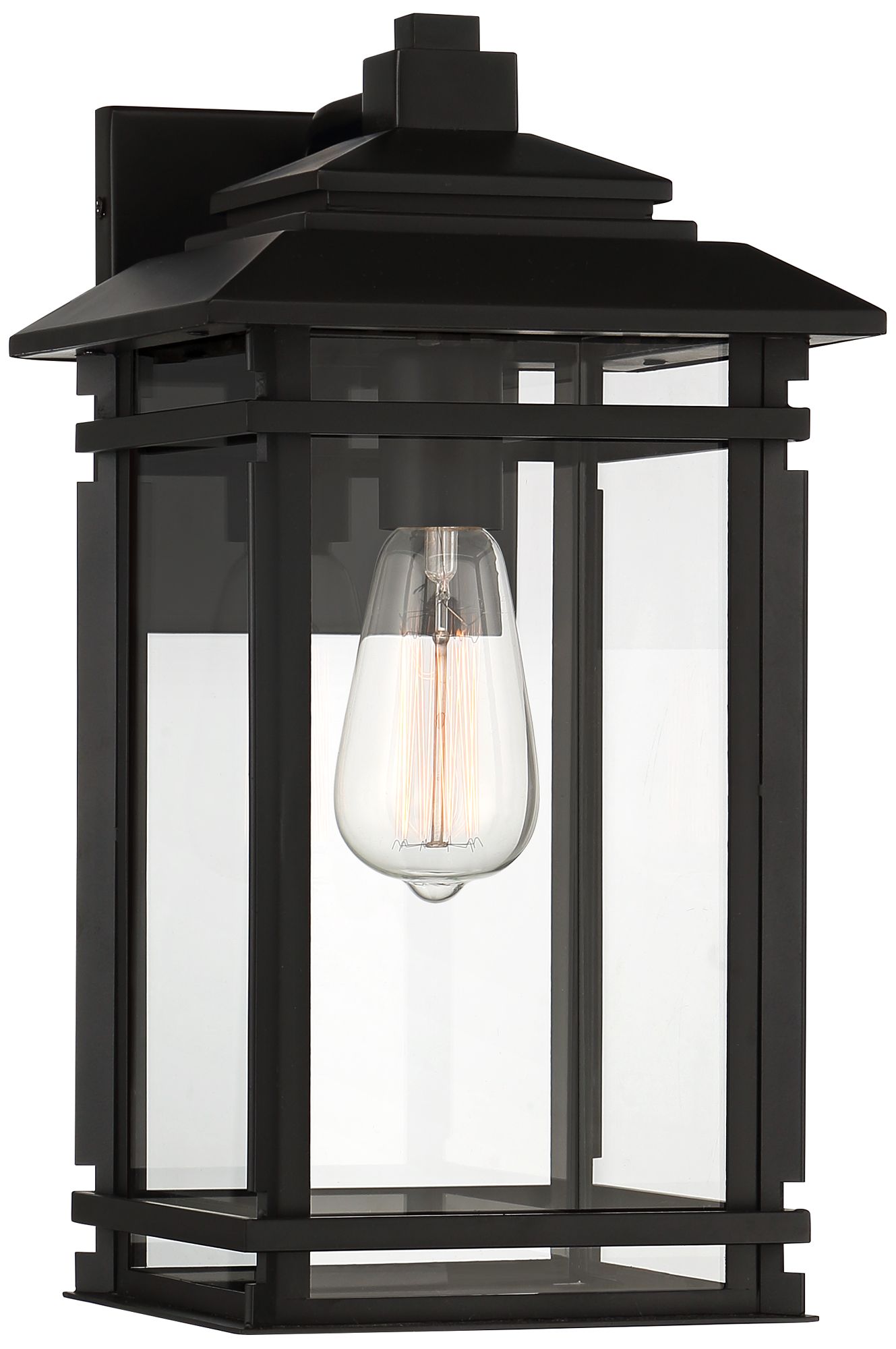 Franklin Iron Works North House 16" Matte Black/Glass Outdoor Light