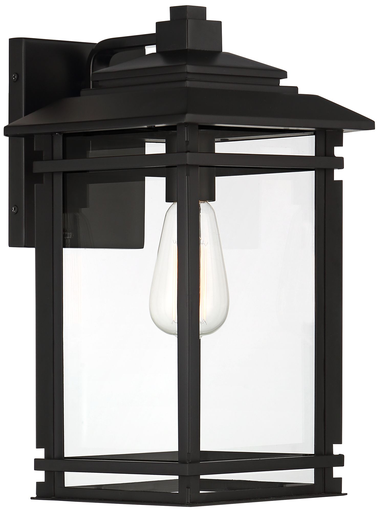 Image 5 Franklin Iron Works North House 16" Matte Black/Glass Outdoor Light more views