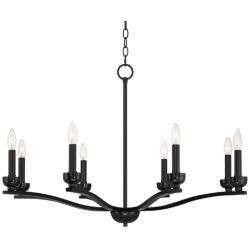 Franklin Iron Works Norwell 35 3/4&quot; Gloss Black 8-Light Chandelier