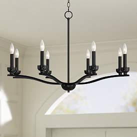 Image1 of Franklin Iron Works Norwell 35 3/4" Gloss Black 8-Light Chandelier