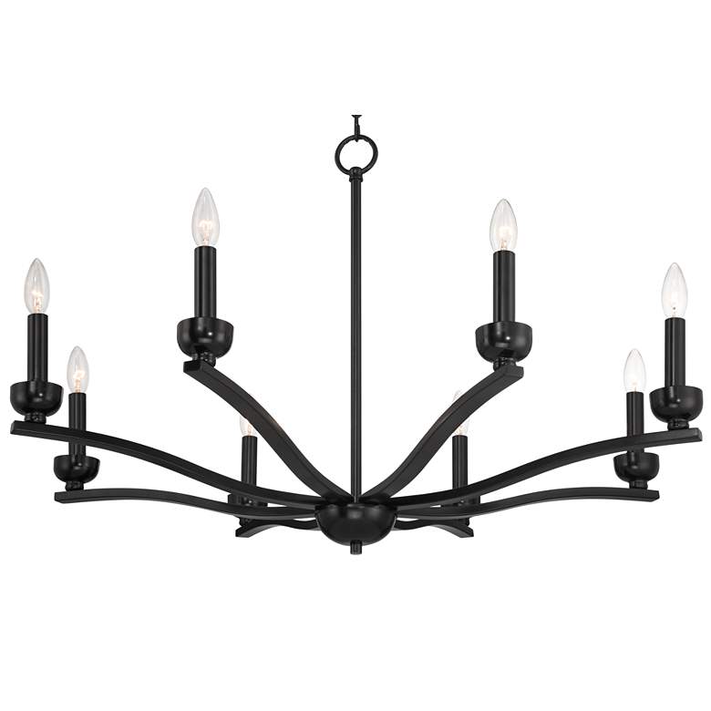 Image 6 Franklin Iron Works Norwell 35 3/4 inch Gloss Black 8-Light Chandelier more views