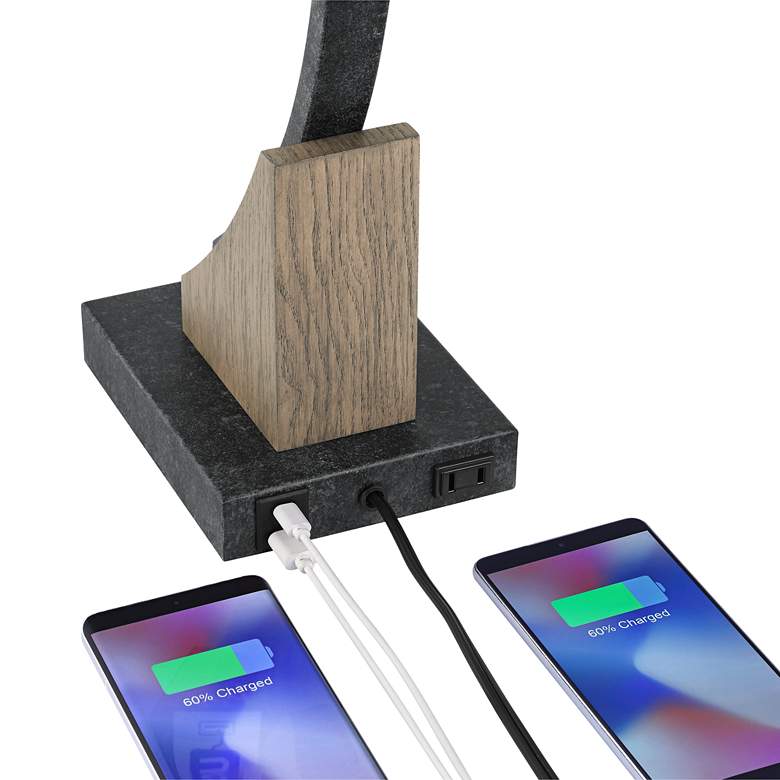 Image 5 Franklin Iron Works Oak River 22" Mica Shade USB and Outlet Desk Lamp more views