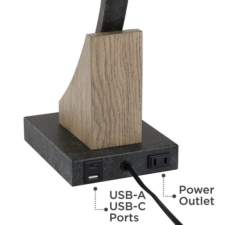 Image 6 Franklin Iron Works Oak River 22" Mica Shade USB and Outlet Desk Lamp more views