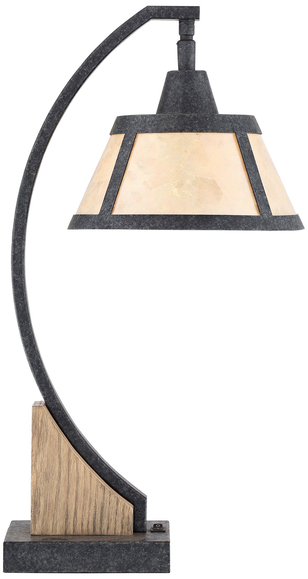 Franklin Iron Works Oak River 22" Mica Shade USB and Outlet Desk Lamp