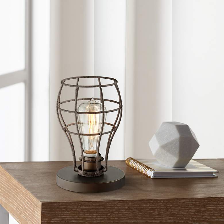 Image 1 Franklin Iron Works Oldham 9 1/2" High Industrial Accent Table Lamp