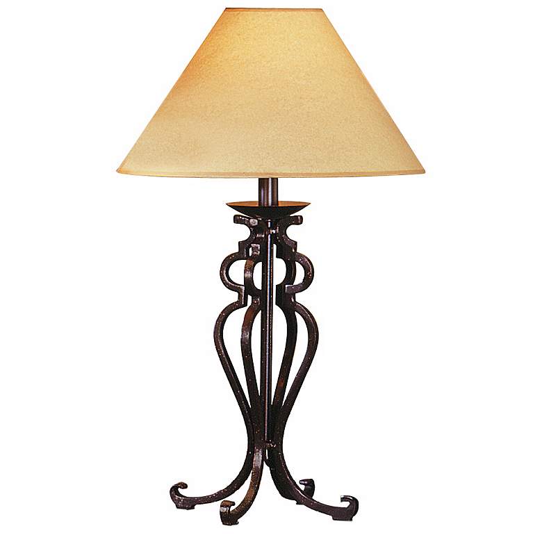Image 3 Franklin Iron Works Open Scroll 30" Rustic Wrought Iron Table Lamp