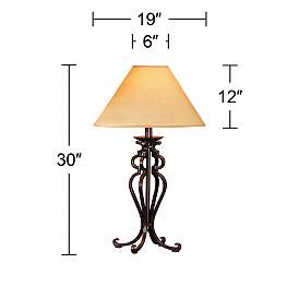 Image4 of Franklin Iron Works Open Scroll 30" Rustic Wrought Iron Table Lamp more views