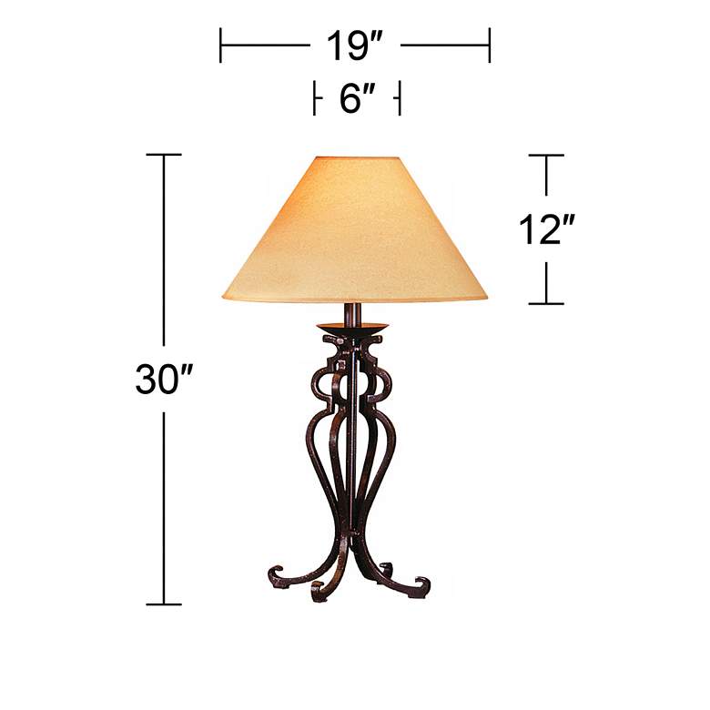 Image 4 Franklin Iron Works Open Scroll 30" Rustic Wrought Iron Table Lamp more views