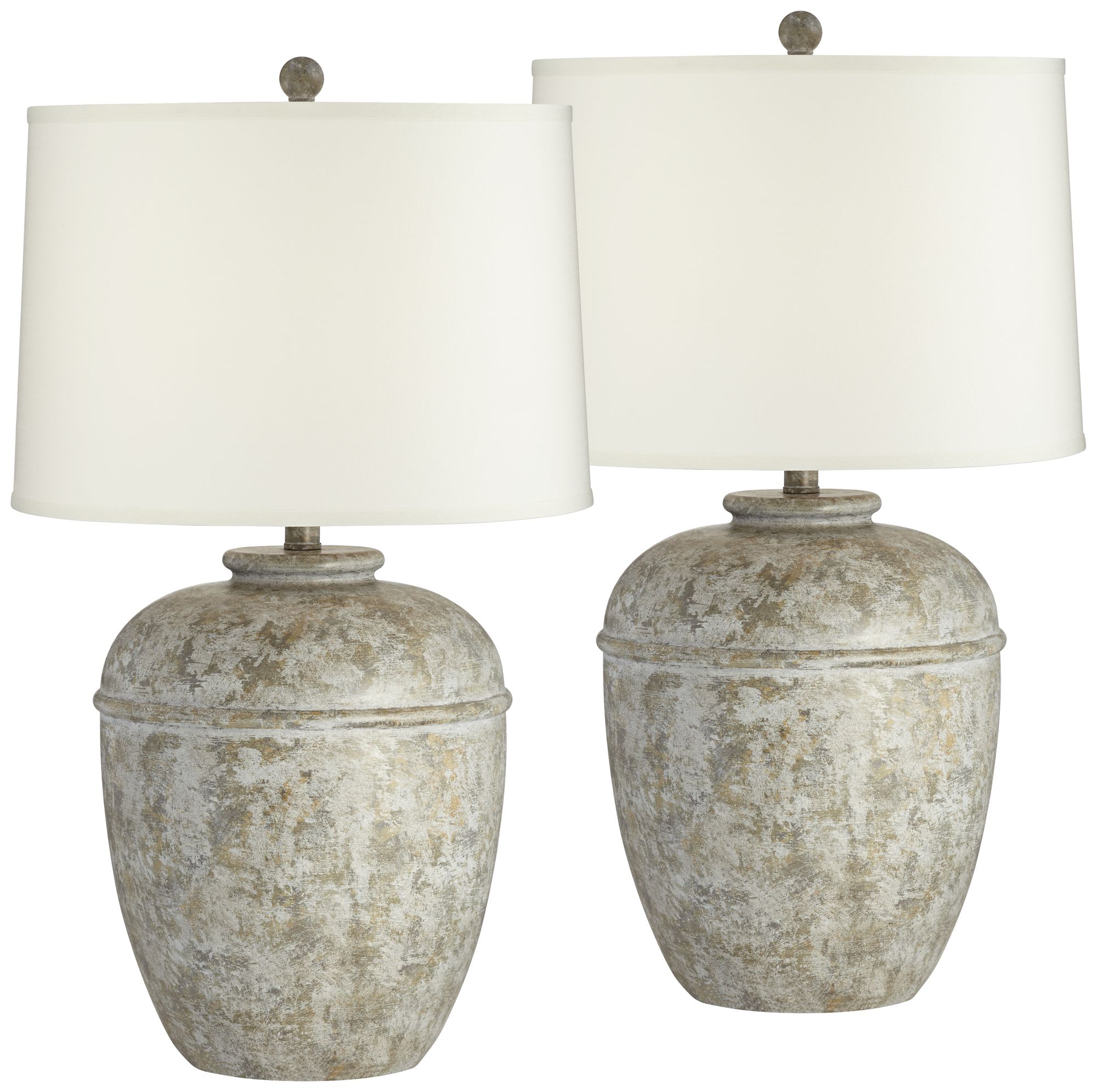 Image 2 Franklin Iron Works Otero 27" Mottled Faux Stone Rustic Lamps Set of 2