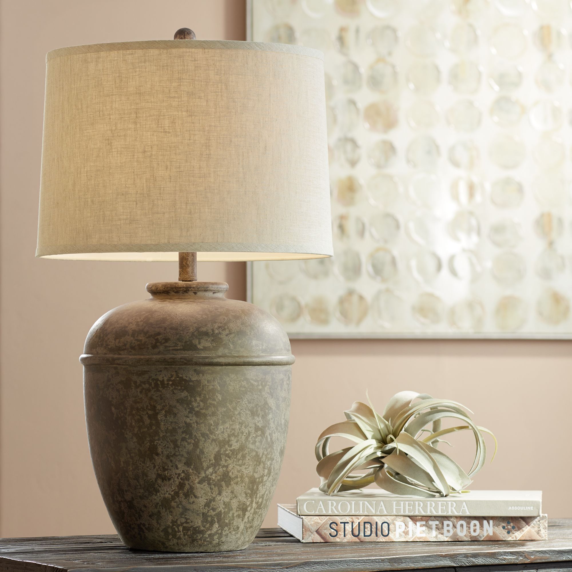 Franklin Iron Works Otero 27" Mottled Faux Stone Rustic Lamps Set of 2