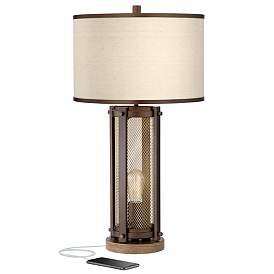 Image3 of Franklin Iron Works Otto 28 1/2" Bronze Night Light USB Table Lamp