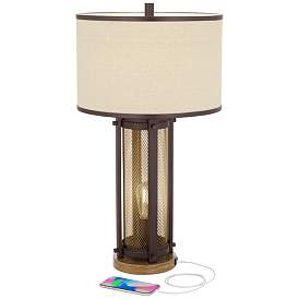 Image4 of Franklin Iron Works Otto 28 1/2" Bronze Night Light USB Table Lamp more views